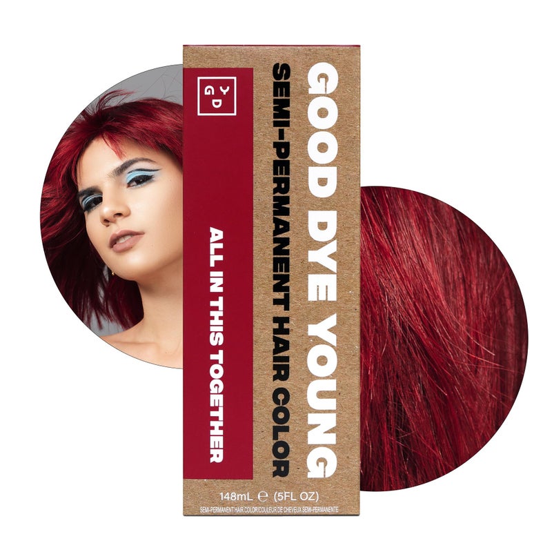 Good Dye Young Semi-Permanent Hair Color, Vegan and Cruelty-Free Red Hair Dye, Last up to 24 Washes, Non-Damaging Conditioning Hair Color (5FL OZ, All in This Together) - Image 1